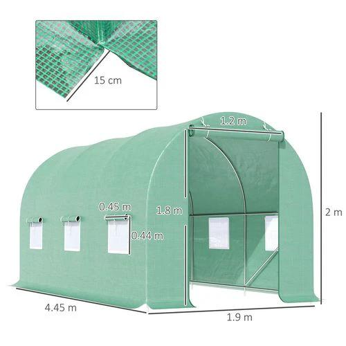 Outsunny Outsunny 4.5m x 2m x 2m Walk-In Gardening Plant Greenhouse w/ PE Cover, Green - Greenhouse