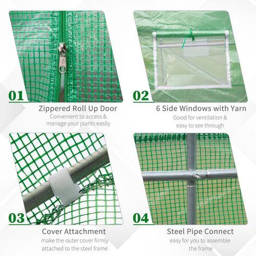 Outsunny Outsunny 4.5m x 2m x 2m Walk-In Gardening Plant Greenhouse w/ PE Cover, Green - Greenhouse