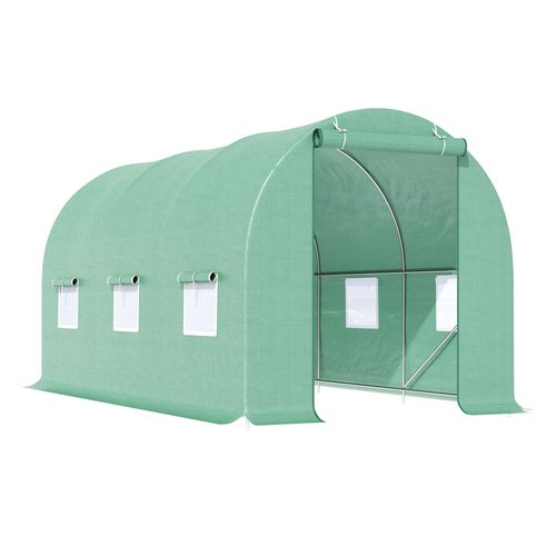 Outsunny 4.5m x 2m x 2m Walk-In Gardening Plant Greenhouse w/ PE Cover, Green - Greenhouse from Outsunny