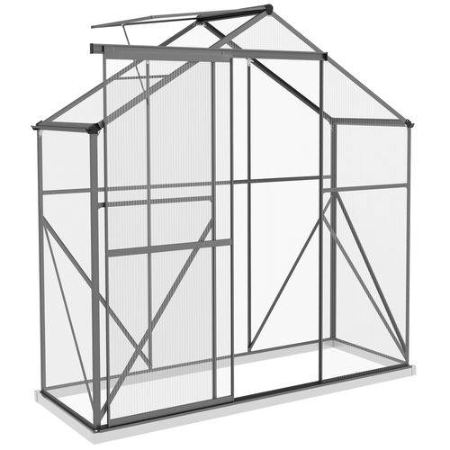 Outsunny 6 x 2.5ft Polycarbonate Greenhouse Aluminium Green House, Dark Grey - Greenhouse from Outsunny