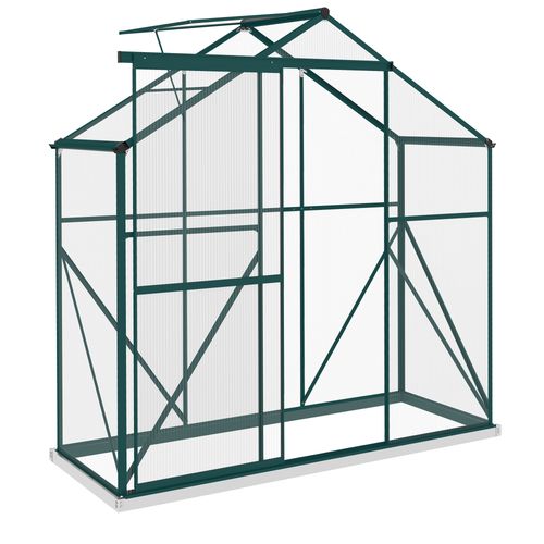 Outsunny 6 x 2.5ft Polycarbonate Greenhouse Aluminium Green House, Green - Greenhouse from Outsunny