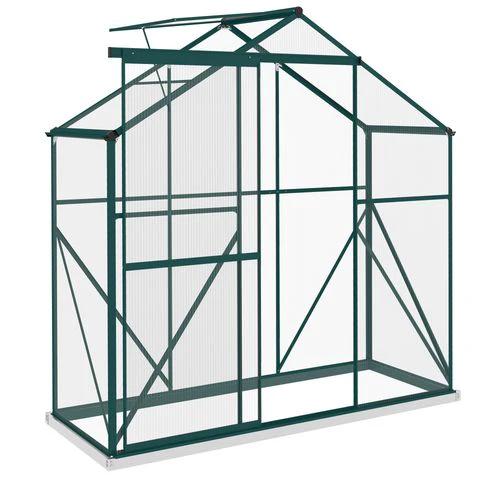 Outsunny Outsunny 6 x 2.5ft Polycarbonate Greenhouse Aluminium Green House, Green - Greenhouse
