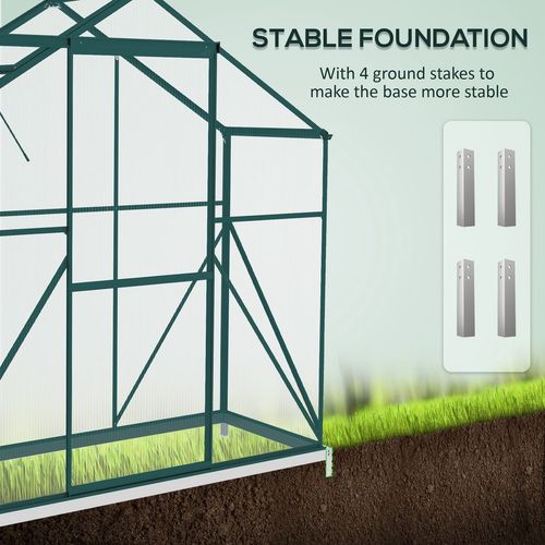 Outsunny 6 x 2.5ft Polycarbonate Greenhouse Aluminium Green House, Green - Greenhouse from Outsunny