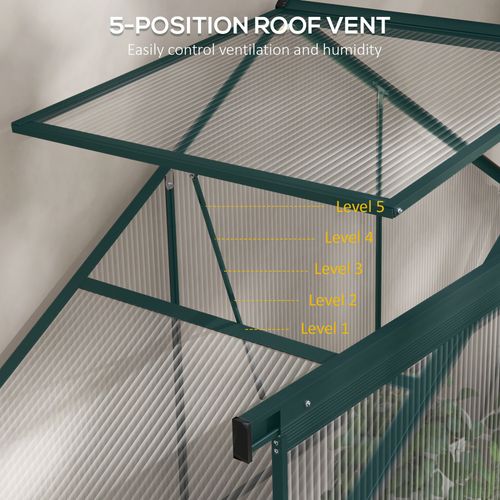 Outsunny 6 x 2.5ft Polycarbonate Greenhouse Aluminium Green House, Green - Greenhouse from Outsunny