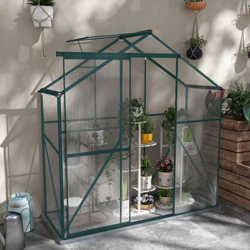Outsunny Outsunny 6 x 2.5ft Polycarbonate Greenhouse Aluminium Green House, Green - Greenhouse
