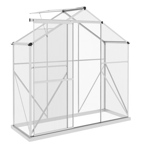 Outsunny 6 x 2.5ft Polycarbonate Greenhouse Aluminium Green House, Silver - Greenhouse from Outsunny