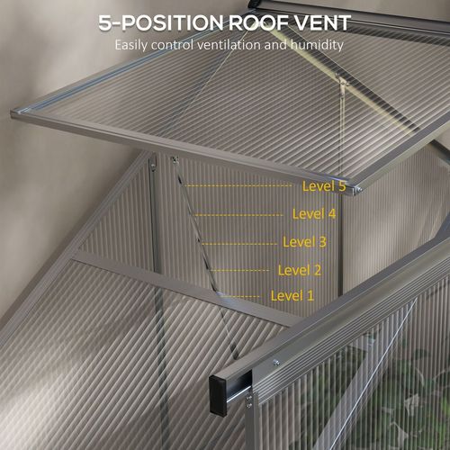 Outsunny 6 x 2.5ft Polycarbonate Greenhouse Aluminium Green House, Silver - Greenhouse from Outsunny