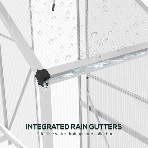 Outsunny 6 x 2.5ft Polycarbonate Greenhouse Aluminium Green House, Silver - Greenhouse from Outsunny