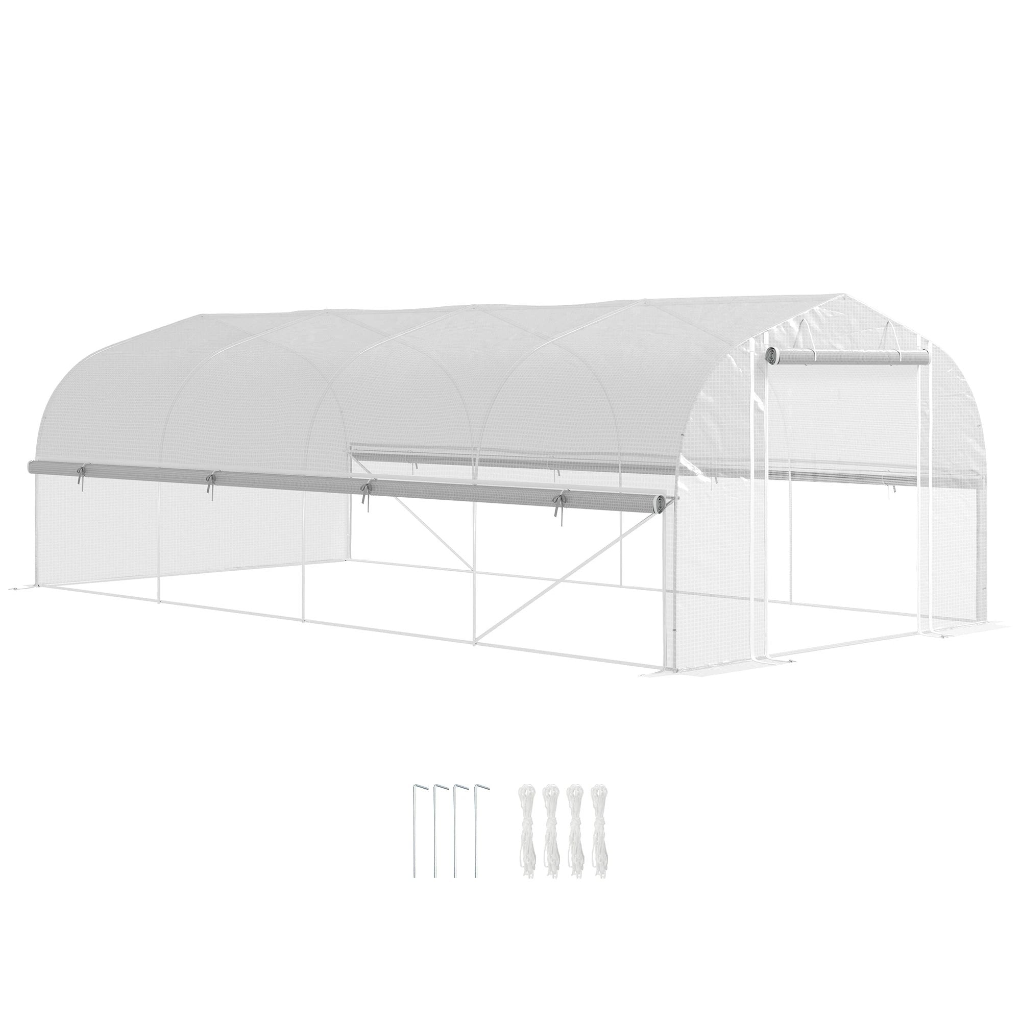 Outsunny Outsunny Polytunnel Greenhouse W/ Roll-up Sidewalls, Mesh Door, 6 x 3 x 2m - Greenhouse