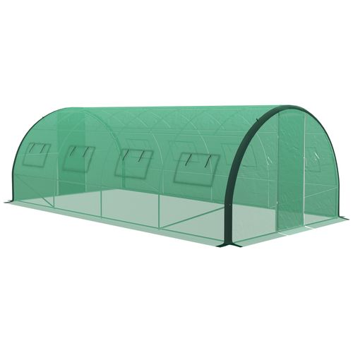Outsunny Tunnel Greenhouse, Upgraded Structure, Hinged Doors, 6 x 3(m), Green - Greenhouse from Outsunny