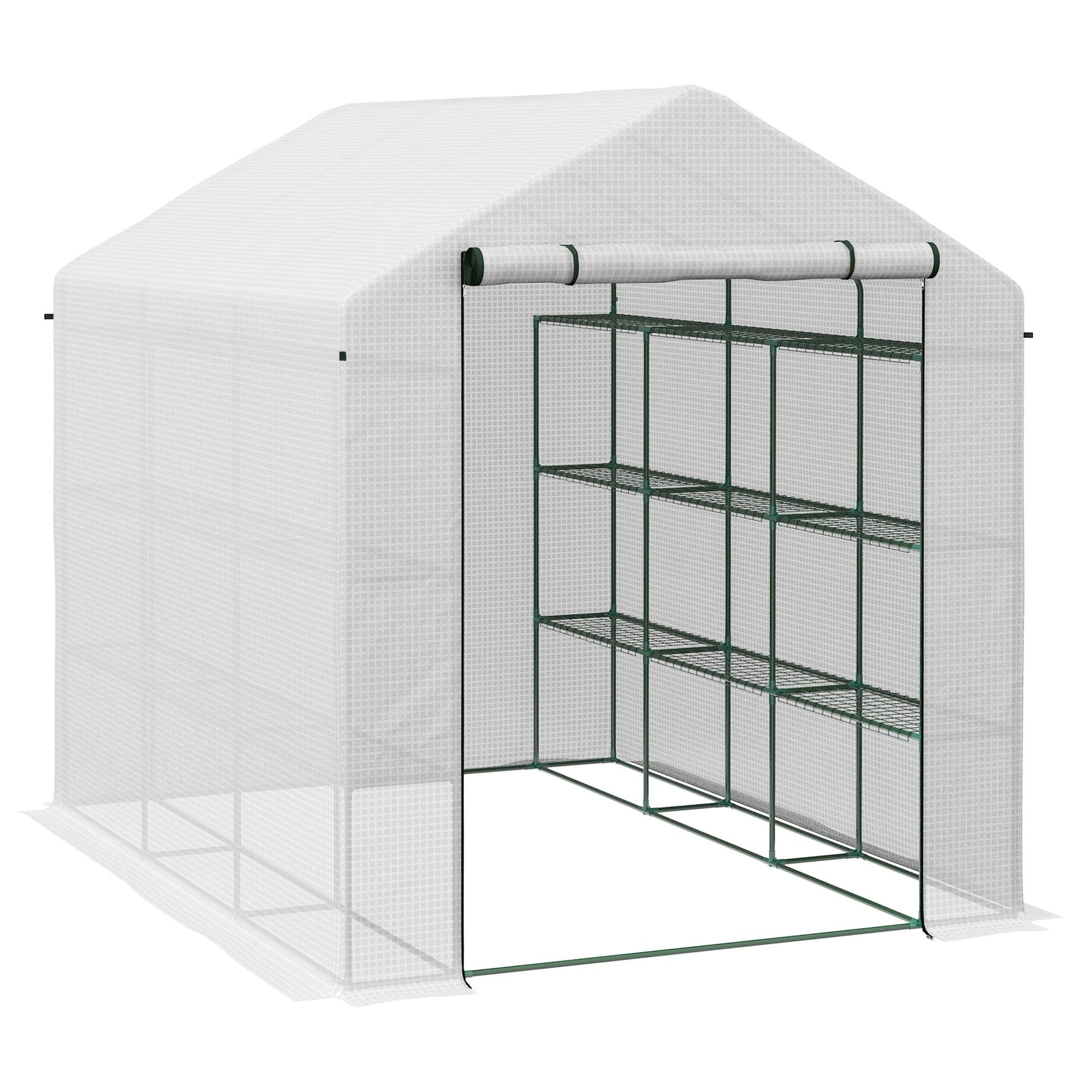 Outsunny Walk-in Garden Greenhouse Shelves Polytunnel Steeple Grow House by Outsunny