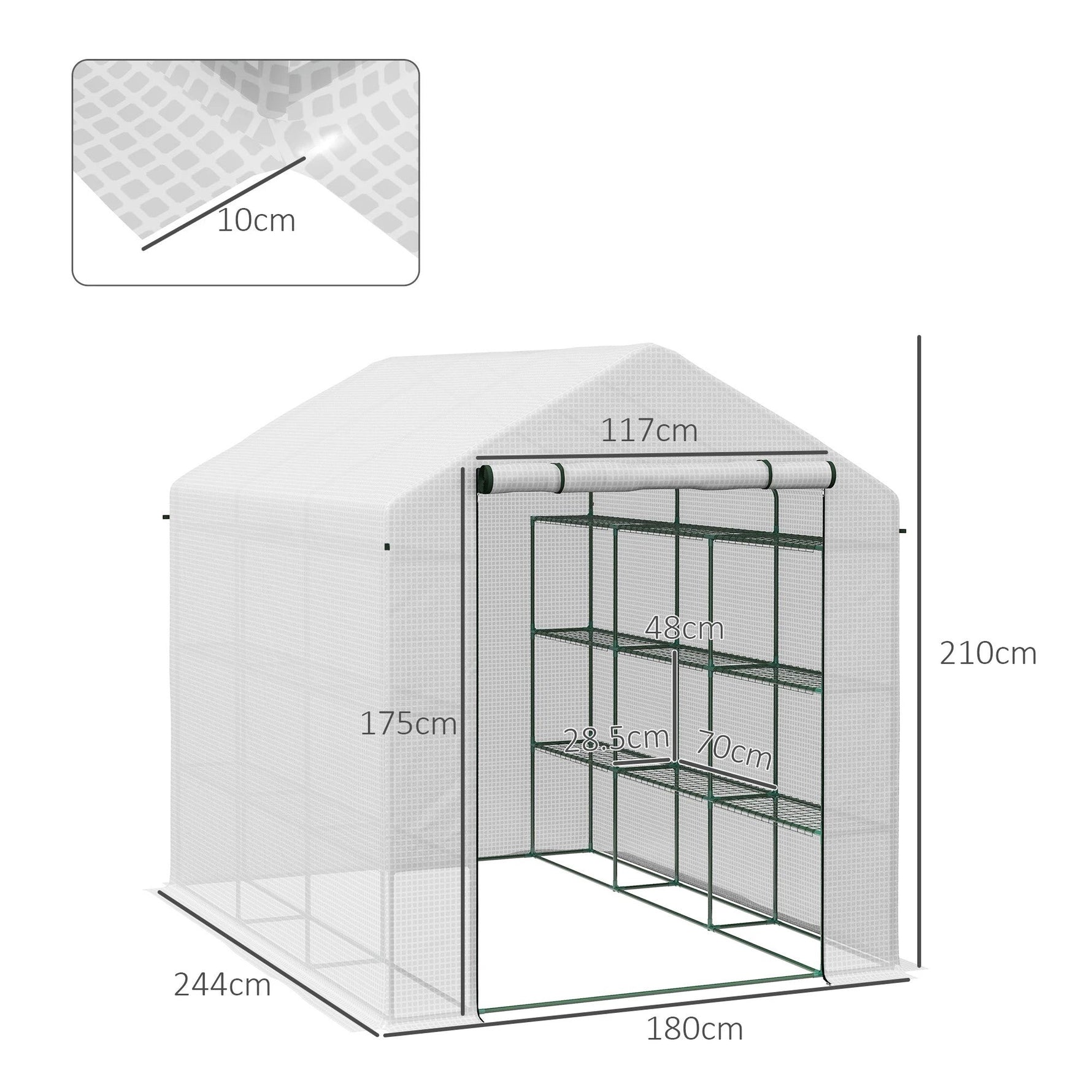 Outsunny Outsunny Walk-in Garden Greenhouse Shelves Polytunnel Steeple Grow House - Greenhouse