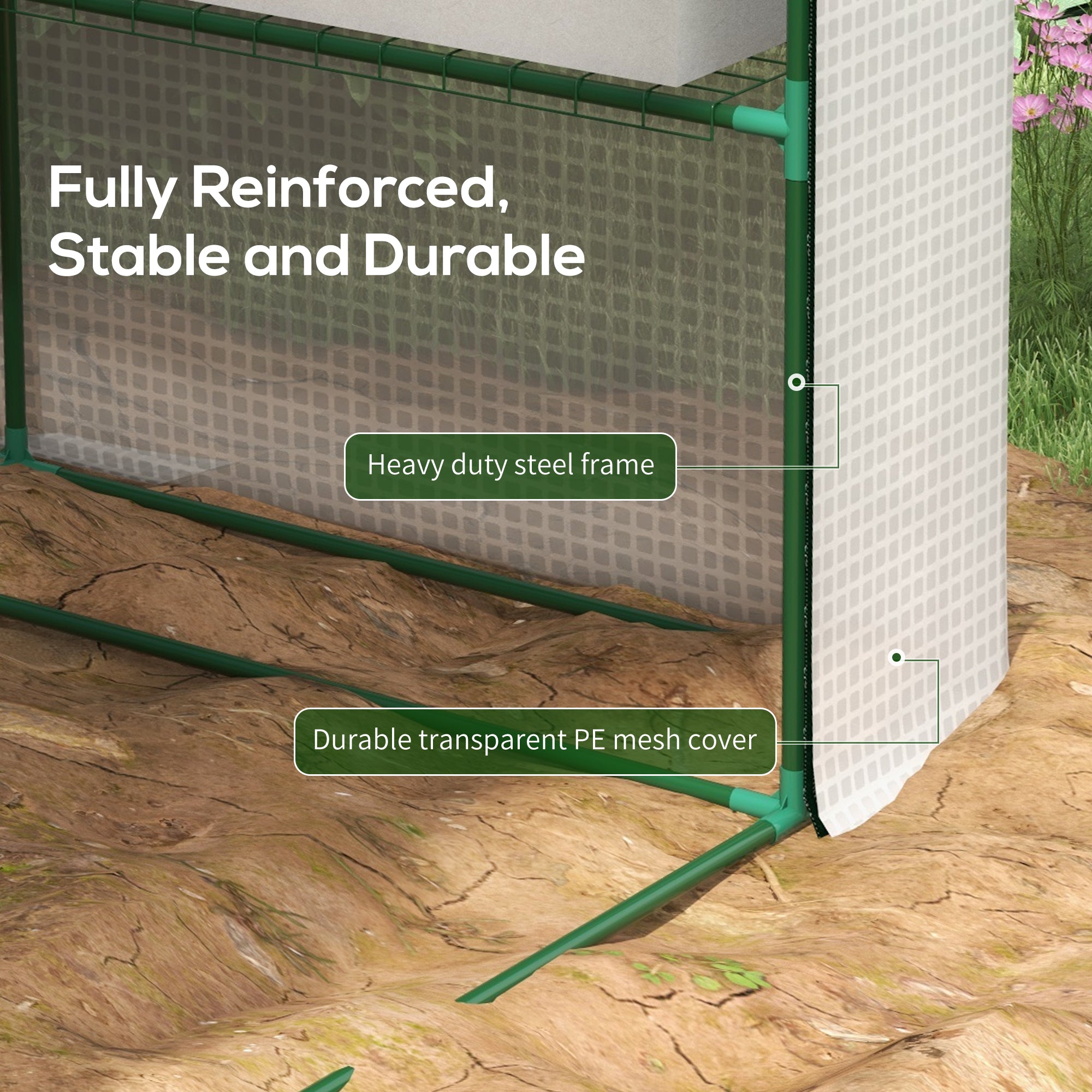 Outsunny Walk-in Garden Greenhouse Shelves Polytunnel Steeple Grow House - Greenhouse from Outsunny