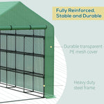 Outsunny Poly Tunnel Steeple Walk in Greenhouse Removable Cover Shelves 244x180x210cm - Greenhouse