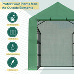 Outsunny Poly Tunnel Steeple Walk in Greenhouse Removable Cover Shelves 244x180x210cm - Greenhouse