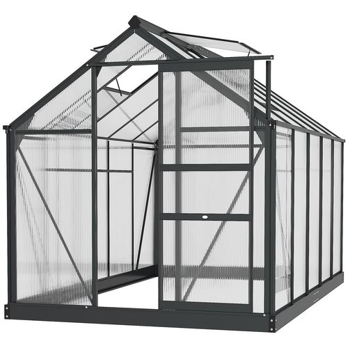 Polycarbonate Walk-In Garden Greenhouse Aluminium Frame w/ Slide Door 6 x 10ft - Greenhouse from Outsunny