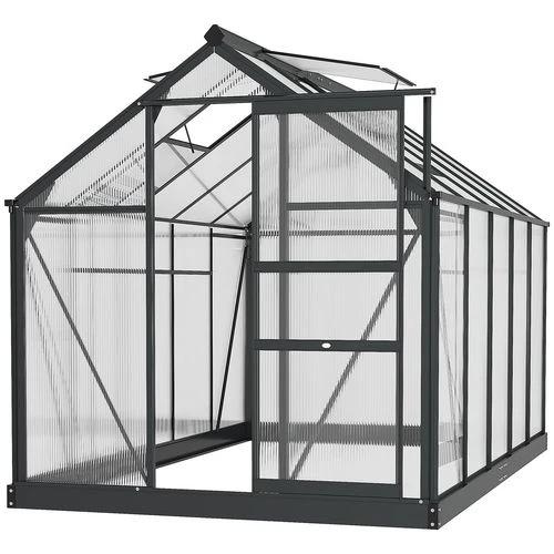 Outsunny Polycarbonate Walk-In Garden Greenhouse Aluminium Frame w/ Slide Door 6 x 10ft - Greenhouse