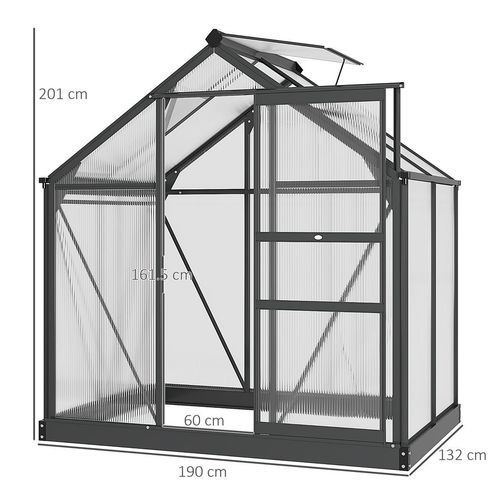 Polycarbonate Walk-In Garden Greenhouse Aluminium Frame w/ Slide Door 6 x 4ft - Greenhouse from Outsunny