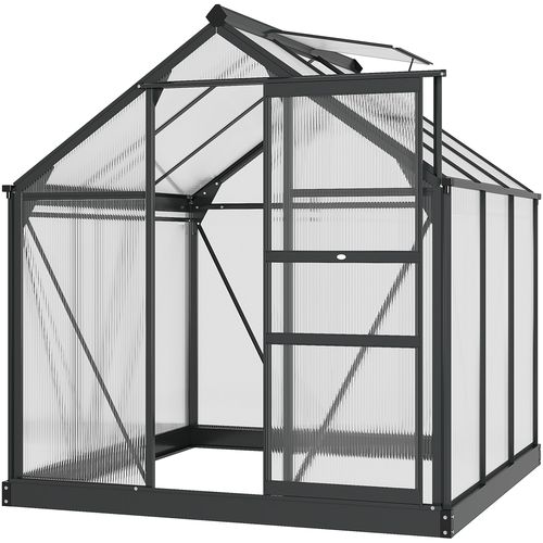 Polycarbonate Walk-In Garden Greenhouse Aluminium Frame w/ Slide Door 6 x 6ft - Greenhouse from Outsunny