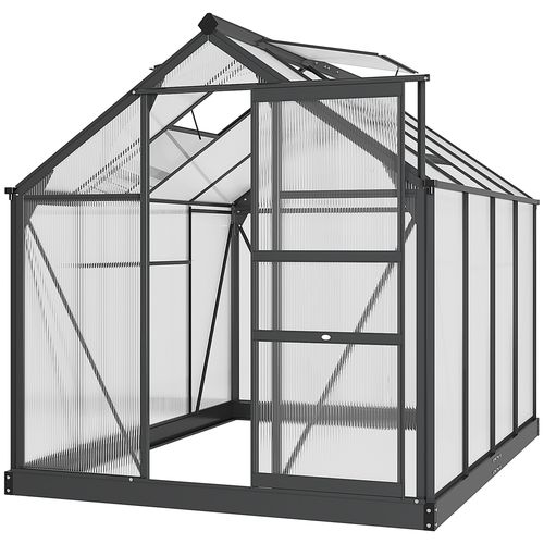 Polycarbonate Walk-In Garden Greenhouse Aluminium Frame w/ Slide Door 6 x 8ft - Greenhouse from Outsunny