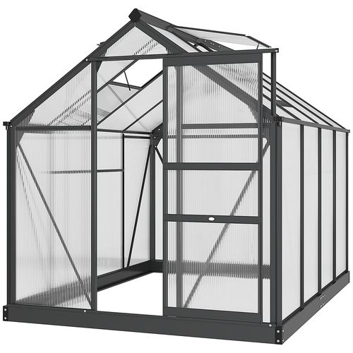 Polycarbonate Walk-In Garden Greenhouse Aluminium Frame w/ Slide Door 6 x 8ft - Greenhouse from Outsunny