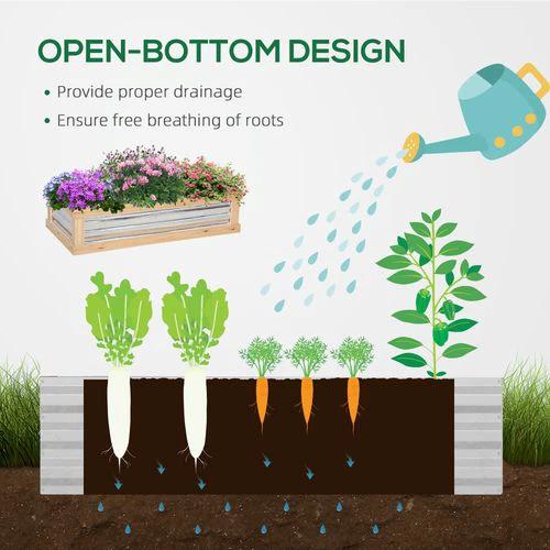 Outsunny Raised Garden Bed with Greenhouse Top, 122x 61 x 81.7cm, Natural Kit - Greenhouse