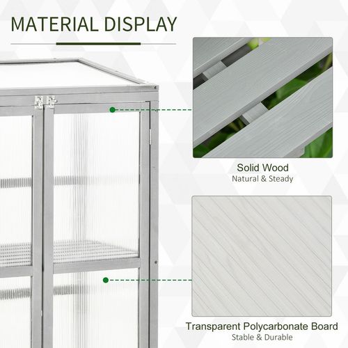 Wood Cold Frame Greenhouse Outdoor Indoor PC Board 76 x 47 x 110cm Grey - Greenhouse from Outsunny