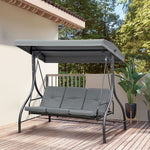 3 Seater Canopy Swing Chair Porch Hammock Bed Rocking Bench Dark Grey - Hammocks from Outsunny