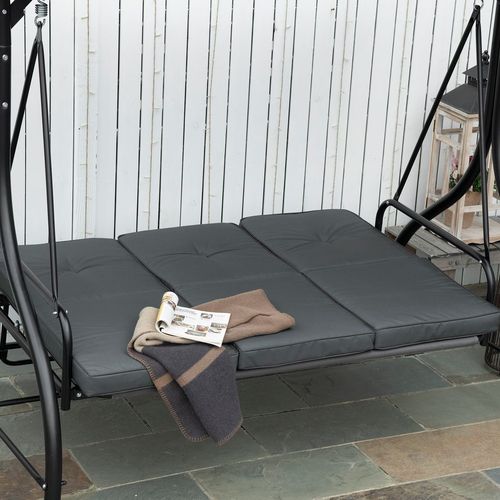 3 Seater Canopy Swing Chair Porch Hammock Bed Rocking Bench Dark Grey - Hammocks from Outsunny