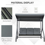 3 Seater Canopy Swing Chair Porch Hammock Bed Rocking Bench Dark Grey - Hammocks from Outsunny