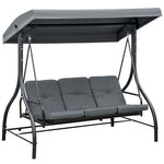 3 Seater Canopy Swing Chair Porch Hammock Bed Rocking Bench Dark Grey - Hammocks from Outsunny