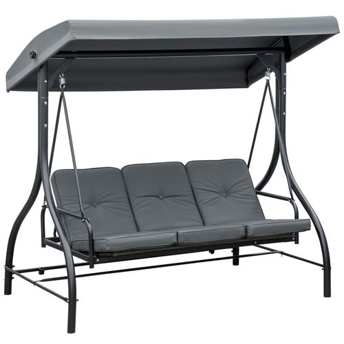 3 Seater Canopy Swing Chair Porch Hammock Bed Rocking Bench Dark Grey - Hammocks from Outsunny