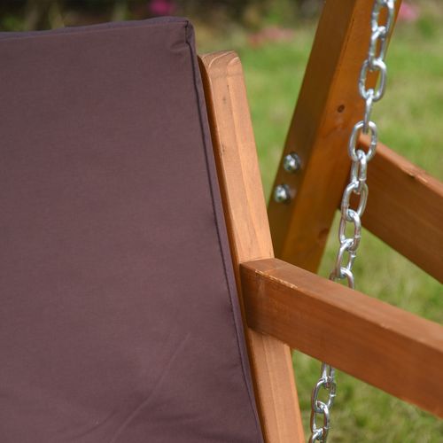 3 Seater Swing Chair & Adjustable Canopy, Wooden Hammock Bench Brown - Hammocks from Outsunny