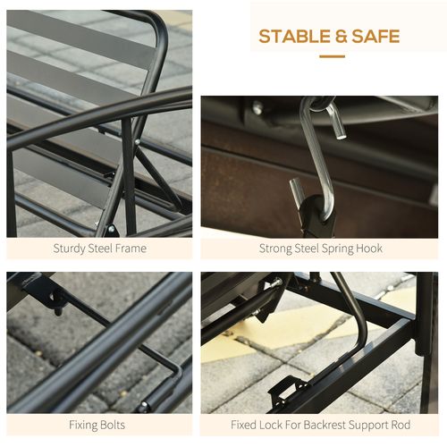 3 Seater Swing Chair Hammock Gazebo Double Tier Canopy, Cushioned Seat Grey - Hammocks from Outsunny