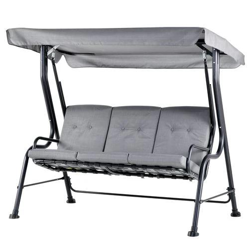 Outsunny 3 Seater Swing Chairs Thick Padded Seat Hammock Canopy Bench Bed - Grey - Hammocks
