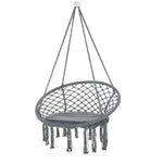 Cotton-Polyester Blend Macrame Hanging Chair Swing Hammock & Backrest, Grey by Outsunny