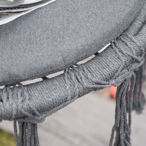 Cotton-Polyester Blend Macrame Hanging Chair Swing Hammock & Backrest, Grey - Hammocks from Outsunny