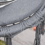 Cotton-Polyester Blend Macrame Hanging Chair Swing Hammock & Backrest, Grey by Outsunny