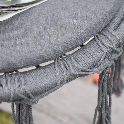 Cotton-Polyester Blend Macrame Hanging Chair Swing Hammock & Backrest, Grey by Outsunny