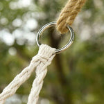 Outsunny Hanging Hammock Chair Cotton Rope Swing & Metal Frame Large Macrame, Cream White - Hammocks