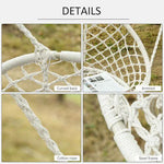 Outsunny Hanging Hammock Chair Cotton Rope Swing & Metal Frame Large Macrame, Cream White - Hammocks