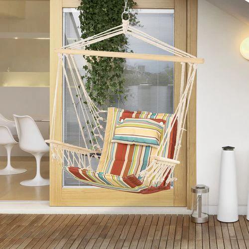 Hanging Hammock Chair Swing Thick Rope Frame Safe Wide Seat by Outsunny