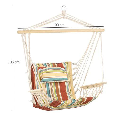 Hanging Hammock Chair Swing Thick Rope Frame Safe Wide Seat by Outsunny