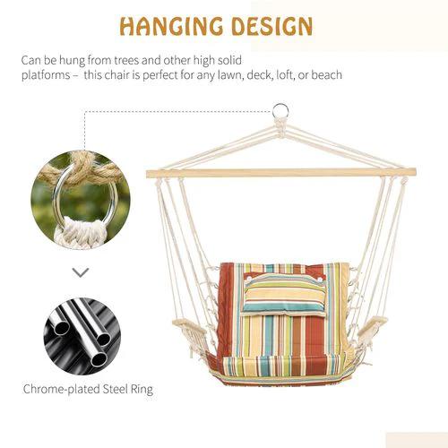 Hanging Hammock Chair Swing Thick Rope Frame Safe Wide Seat by Outsunny