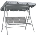 Outsunny Metal Swing Chair Garden Hammock 3 Seater Patio Bench with Canopy, Grey by Outsunny