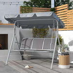 Outsunny Metal Swing Chair Garden Hammock 3 Seater Patio Bench with Canopy, Grey by Outsunny