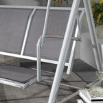 Outsunny Metal Swing Chair Garden Hammock 3 Seater Patio Bench with Canopy, Grey by Outsunny