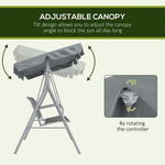 Outsunny Metal Swing Chair Garden Hammock 3 Seater Patio Bench with Canopy, Grey by Outsunny