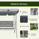 Outsunny Metal Swing Chair Garden Hammock 3 Seater Patio Bench with Canopy, Grey by Outsunny