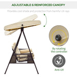 Outsunny Steel Swing Chair Hammock Garden 3 Seater Canopy Cushion Shelter Beige - Uncategorized Hammocks
